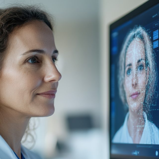woman consulting with virtual doctor on computer screen, showcasing technology in healthcare